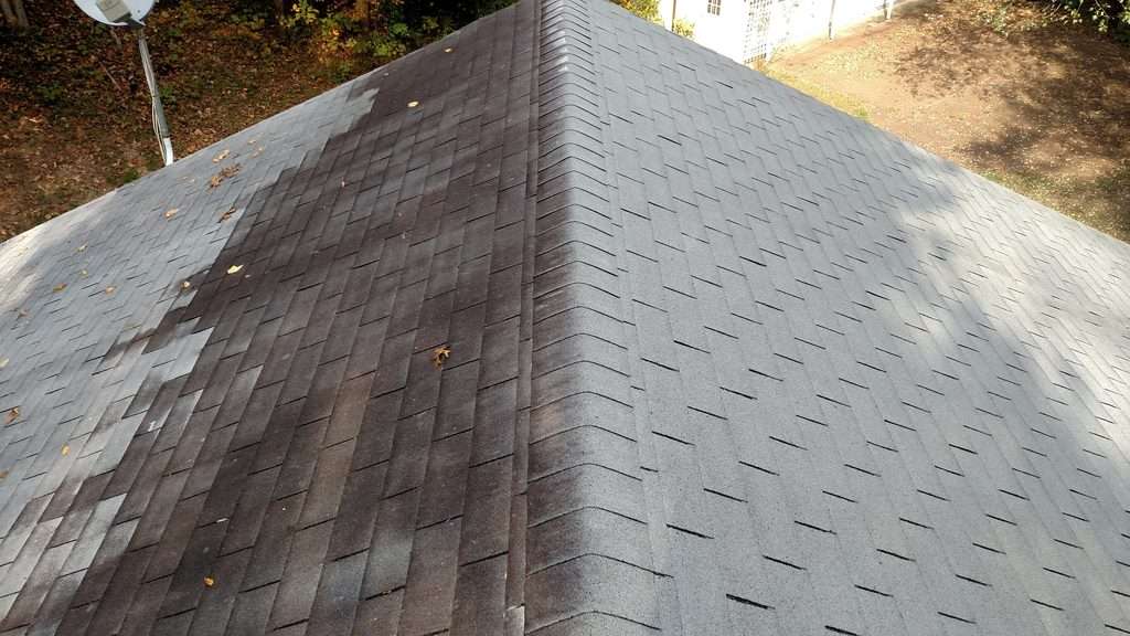 Roof cleaning in Clarksville TN before and after soft washing